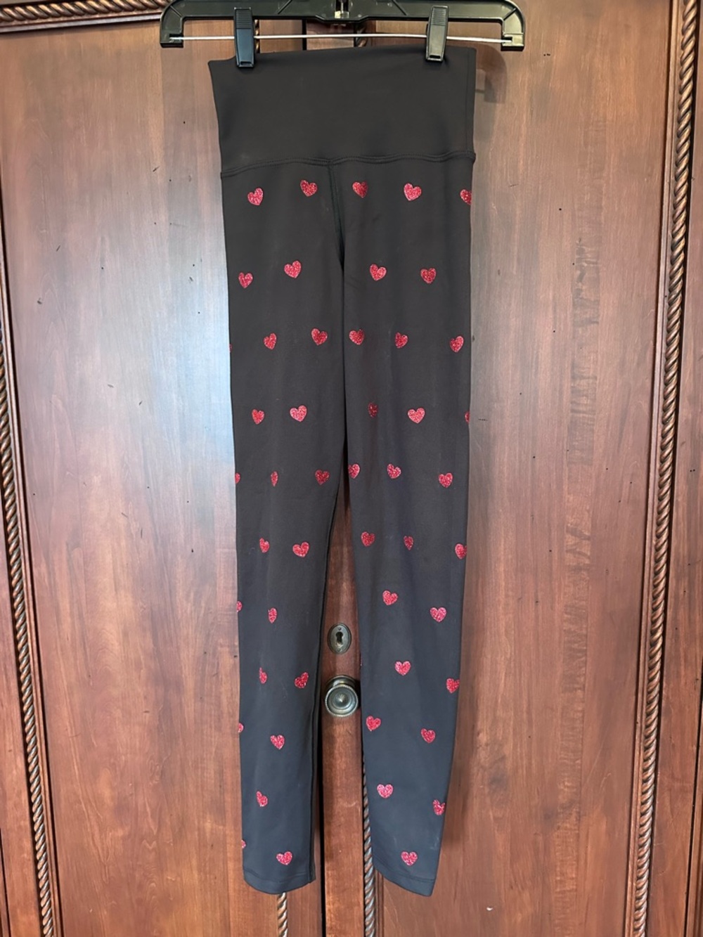 Beach Riot Black Leggings with Red Heart Print - Womens